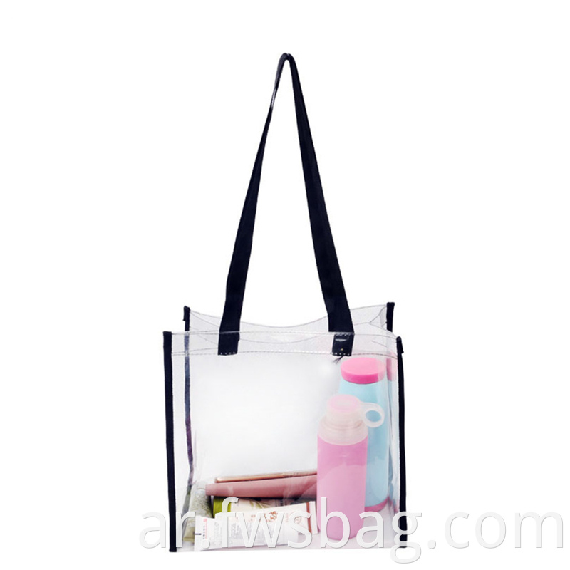 Custom High Quality Ecommerce Store 12x6x12 Inches Pvc Transparent Women Handbag Shoulder Style Beach Clear Tote Bag2